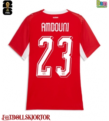 Schweiz Zeki Amdouni #23 Hemmatröja Dam VM 2026 Kortärmad